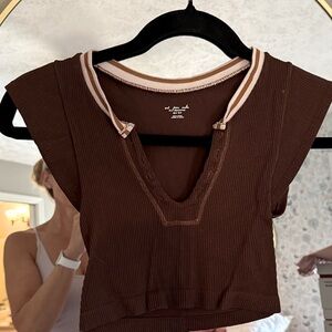 Urban Outfitters Brown Ribbed Crop Top